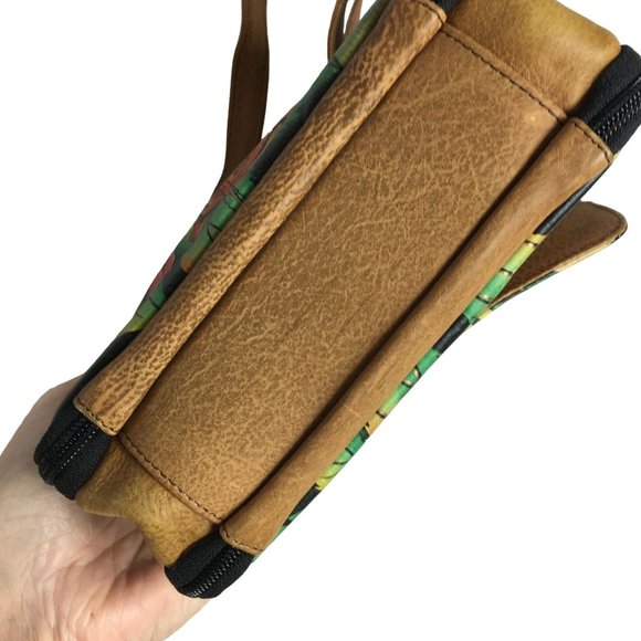 Anuschka NEVER USED Handpainted Leather Flap Cross Body Bag Tiger - Picture 11 of 12